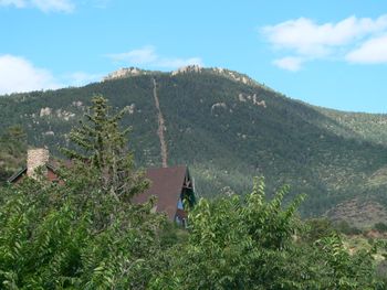 The Manitou Incline, as seen from recording house in Manitou Springs.
