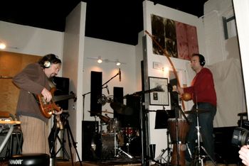 Performing playing berimbau with Carlo Mombelli at a studio session in NYC
