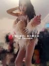 Nude/Skin Color Ostrich Fur Jumpsuit Costume