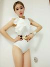 Collar with White Flying Shoulder Piece Bodysuit