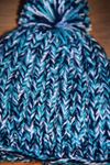 'Andonna' Hat w/ Pompom - BLUE & WHITE