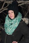 Teal and White Chunky Infinity Scarf
