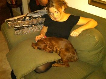 "Gus", black boy is in his new home in New Jersey, with Margaret Diller. I'd say he was very content!
