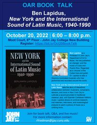 Book Release with Ben Lapidus for New York and the International Sound of Latin Music 1940-1990
