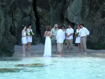 wedding on a secluded beach from elixir charters
