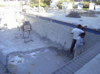 Application of tile for a commercial pool remodel.

