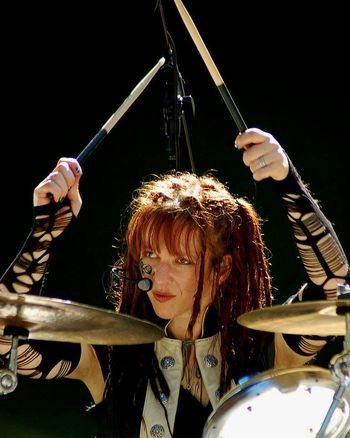 Our amazing drummer, Catherine Doersch, "The Hammer of God".
