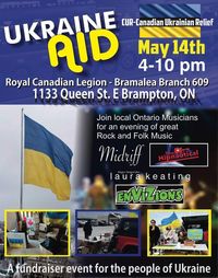UKRAINE AID (CUR-Canadian Ukrainian Relief) Singer-songwriter Laura Keating with percussionist Gord Moss joins Ontario bands Midriff, The Hipnautical and Envizions in this fundraiser event for the people of Ukraine.