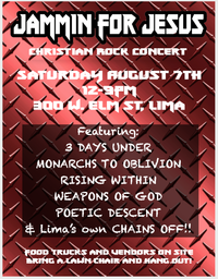 Jammin For Jesus - 3 Days Under, Poetic Descent, Monarchs To Oblivion, Weapons Of God, Chains Off, & Rising Within