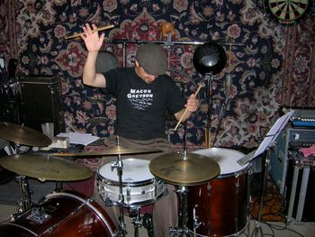 Deacon on drums
