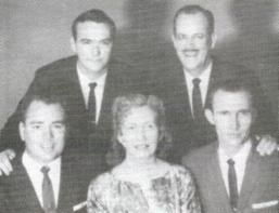 Organized in 1960 by J.G. Whitfield as "The Messengers" 
(Left to Right) Top: Jerry Brazwell (Baritone), J.G. Whitfield (Bass) 
Bottom: Doyle Wiggins (Lead), Sue Whitfield (Piano), Earl Thomas (Tenor) 
They were renamed "The Dixie Echoes" in 1962.