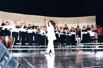 Conducting the Hallelujah Chorus, on the Count Basie Theatre stage.
