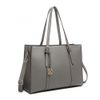 STRUCTURED PU LEATHER TOP HANDLE TOTE BAG