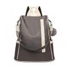 TWO WAY ANTI-THEFT BACKPACK WITH POM POM PENDANT - GREY