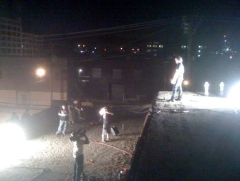 Daredevil Mark doing his own stunts for a video shoot on a roof in Cincinnati.
