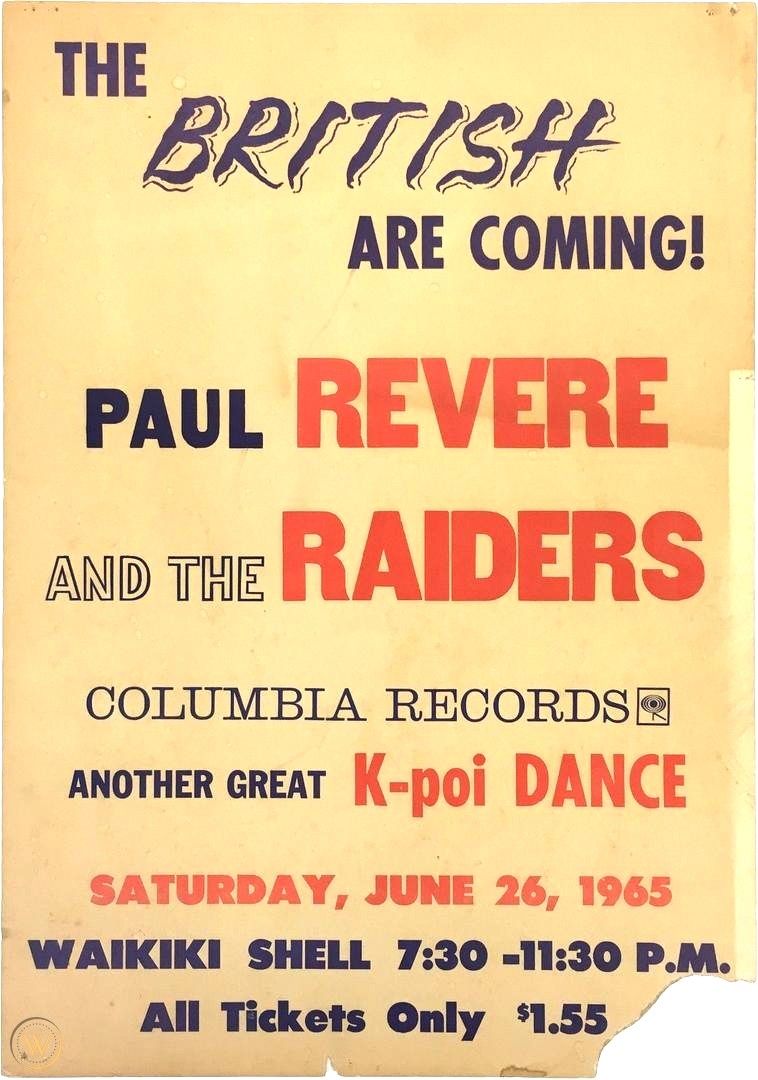 Paul Revere & The Raiders 1965 Concert Poster Upon the Release of, Lot  #89752