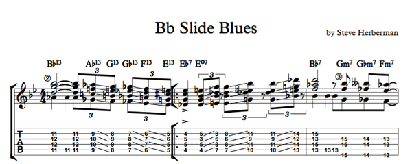 B Flat "Slide" Blues Comping/chord soloing PDF