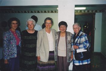 Barb at her church with several friends

