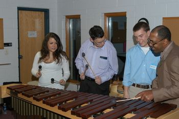 Friendships were made as adults from local group homes particpated in learning about musical instruments at music camp.
