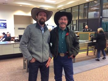 Elko, NV 2018 with Rodeo Poet Extraordinaire, Paul Zarzyski at the Elko Airport 2018
