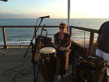 playing percussion at a beautiful beach wedding, 2016
