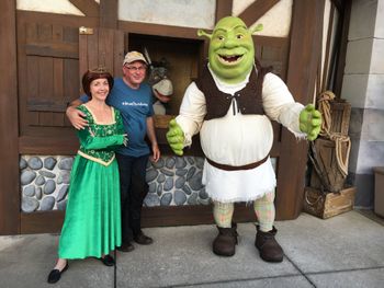 This picture is taken with Princess Fiona, Shrek and Donkey at Universal Studios, Florida.
