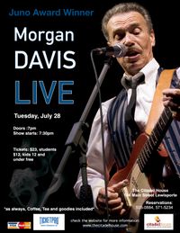 Juno Award Winner, MORGAN DAVIS,  Delta Blues