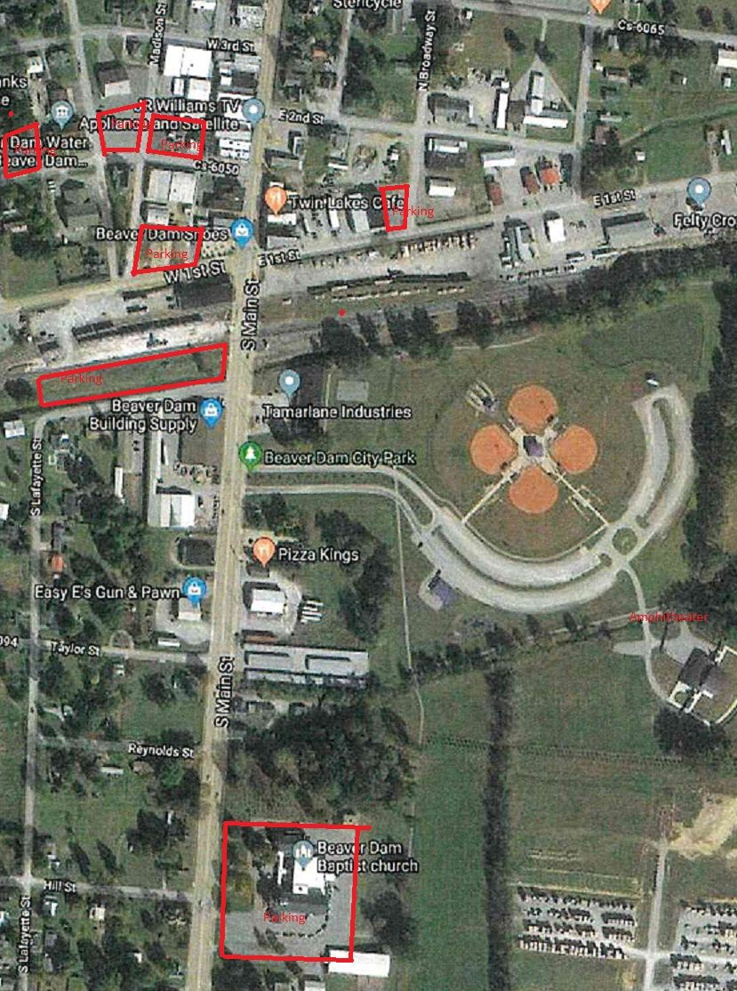 Beaver Dam Tourism Commission Parking Map