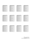 guitar chord charts - open position with nut & dots