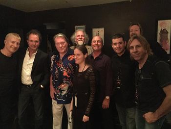 Official Keith Emerson Tribute Concert - From left to right:  C.J. Vanston, Brian Auger, Rachel Flowers, Terje Mikkelsen, Buzz Delano, JS, Brian Kehew, Troy Lucketta
