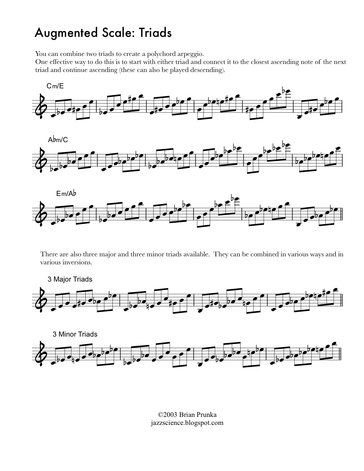 Triads for Jazz Improvisation -  Symmetrical Augmented