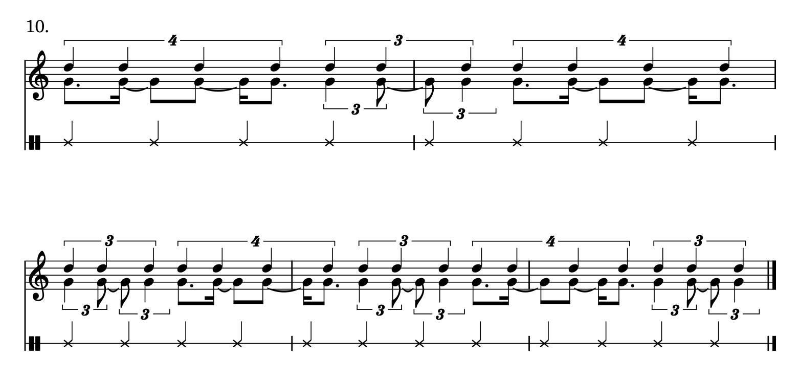 Complex Polyrhythm - Alternating 4:3 and 3:2