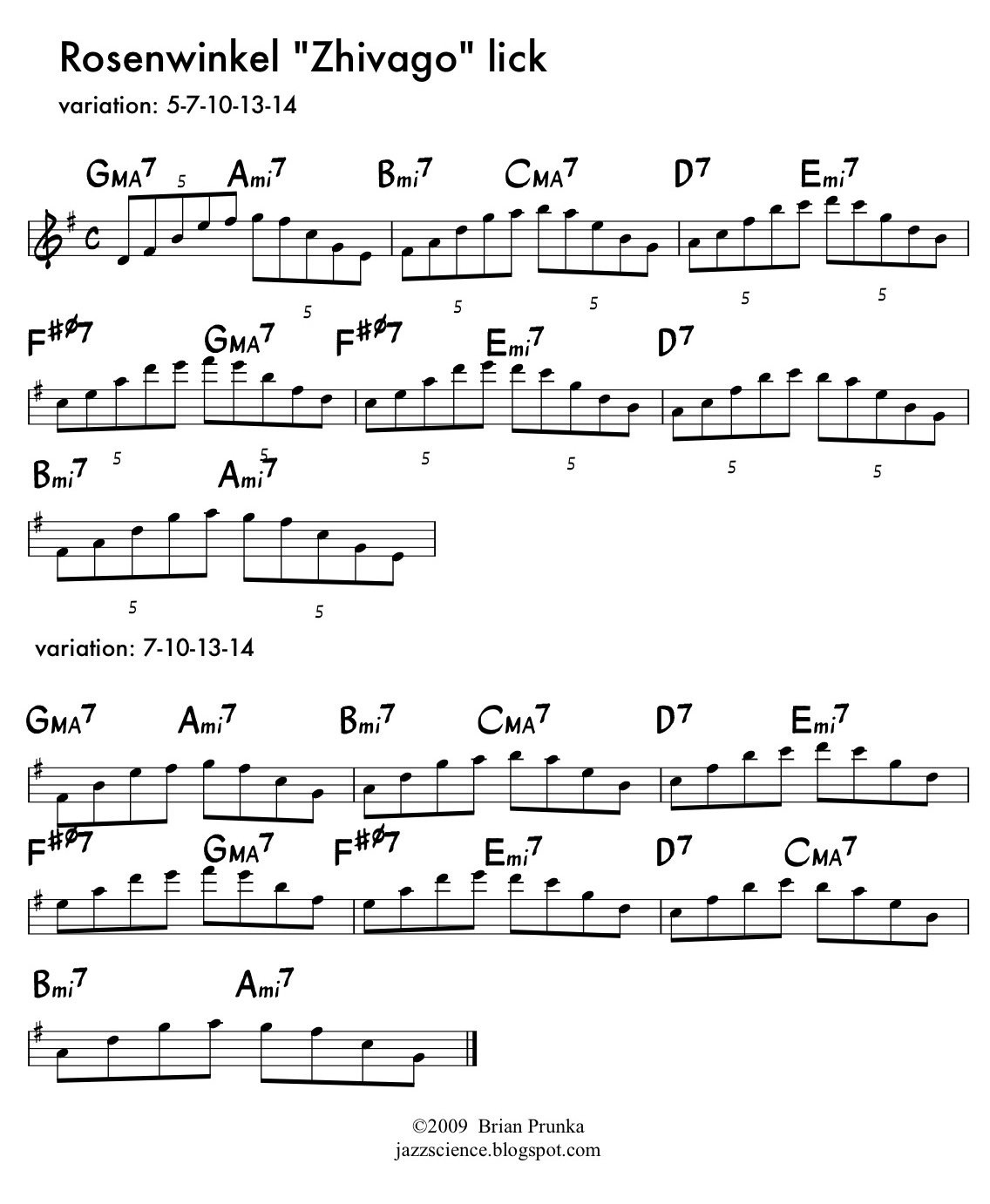 Modified Kurt Rosenwinkel Arpeggio from Zhivago