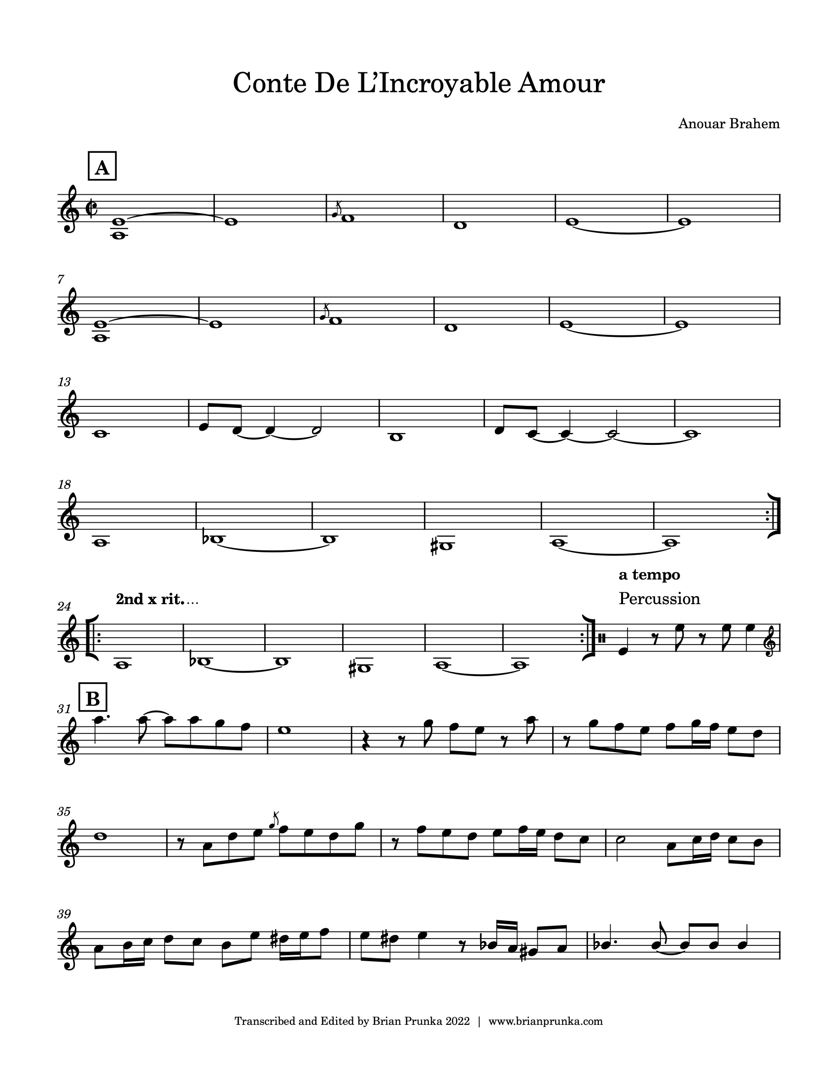 Conte de L'Incroyable Amour Sheet Music - Anouar Brahem (page 1)