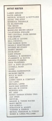 Campus Attractions artist roster 1974. Two of these guys went far.

