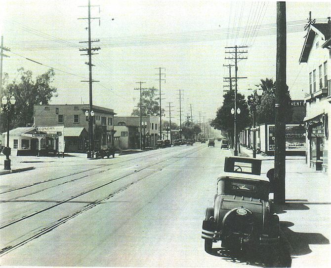 Santa Monica Blvd & Gower circa 1928 , studio is located behind tree on the left