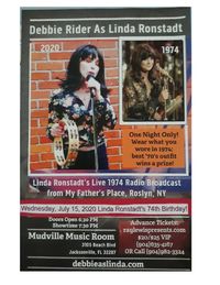 Debbie Rider As Linda Ronstadt-VIP Ticket-VIP TICKETS SOLD OUT SORRY!