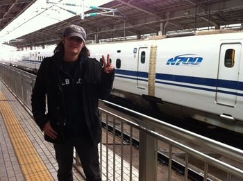 Bob Dee taking Bullet train, Osaka, JAPAN
