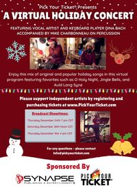 Virtual Holiday Concert Feat. Dina Bach and Mike Charbonneau 12/31/20 4 pm