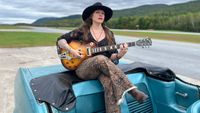 Americana musician Sarah King in vintage car