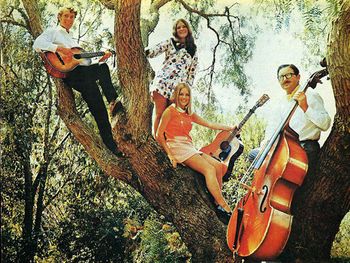 Sharon O'Neill as part of the 1970 Mobil Song Quest group finalists from Nelson. Sharon O'Neill (middle, front) and Nancy Richman, and accompanists Tony Hale (guitar) and Elston Blain (bass).  Photo credit: Nelson Photo News

