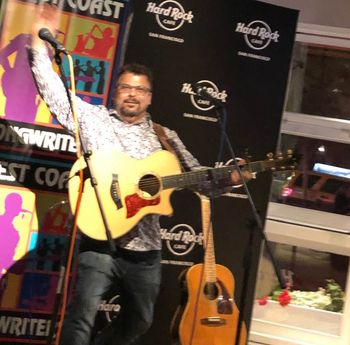 Doing some original tunes at the Hard Rock Cafe at the West Coast Songwriter's Conference
