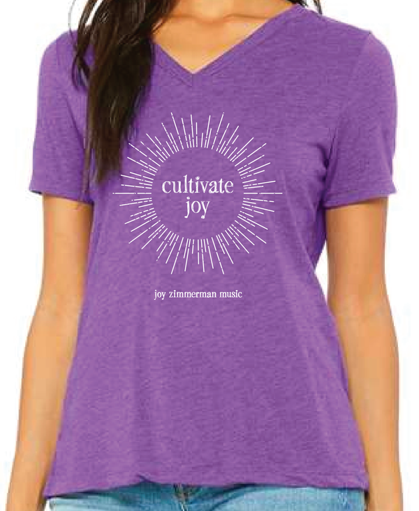 Cultivate Joy women's V-neck t-shirt - Purple *New*