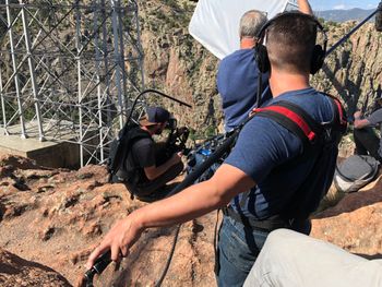 On set at the Royal Gorge
