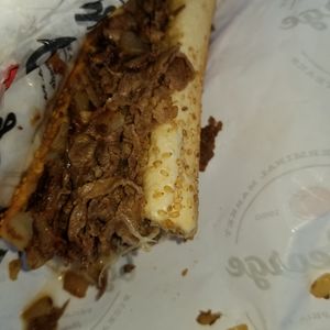 cheesesteak from By George with sesame seeds on the bread