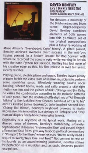 David Bentley CD Review Rhythms magazine
