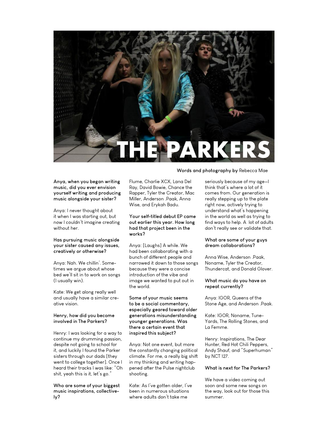 Interview and dark photo of The Parkers