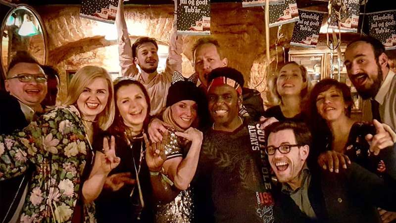 I See Hearts posing with ecstatic fans after a show in Nyhavn, Copenhagen Denmark