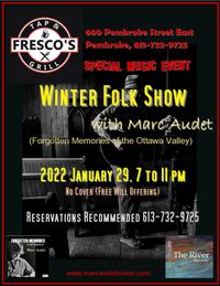Marc Audet Winter Folk Show in Pembroke
