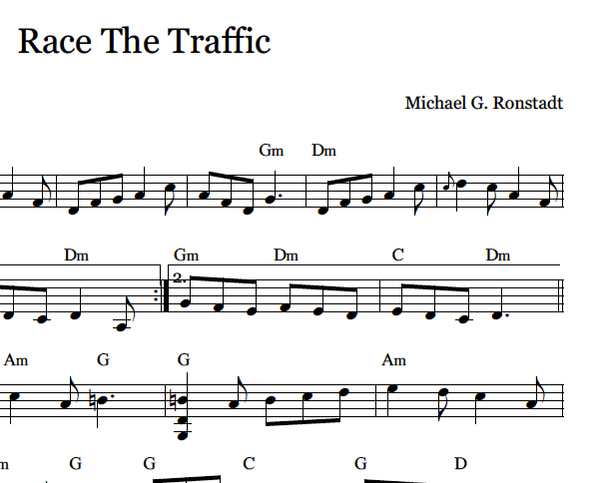 Race The Traffic (Fiddle Tune) - PDF